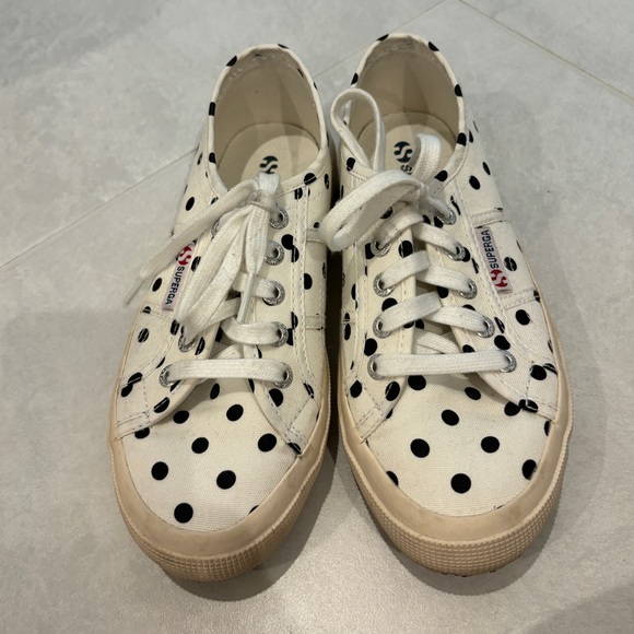 Superga 2750 Black  and White Polka Dot Sneakers Size 6.5 - Picture 1 of 10